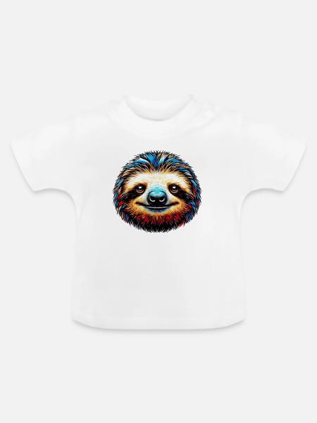 Faultier - Baby Bio-T-Shirt mit Rundhals - Weiß