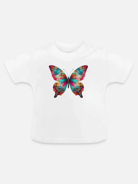 Schmetterling - Baby Bio-T-Shirt mit Rundhals - Weiß