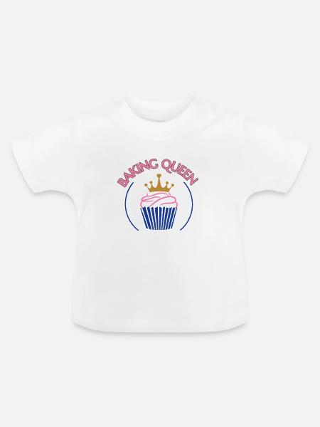 Baking Queen personalisierbar - Baby Bio-T-Shirt mit Rundhals - Weiß