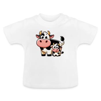 Kuh Kühe - Baby Bio-T-Shirt mit Rundhals - Weiß - Vorne