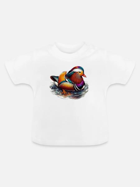Mandarinente - Baby Bio-T-Shirt mit Rundhals - Weiß