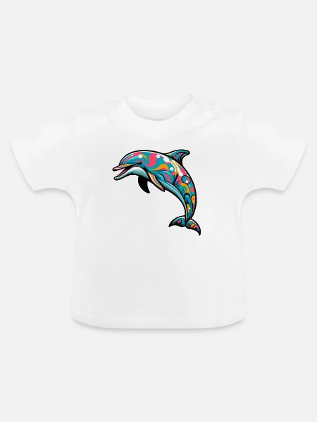 Delfin - Baby Bio-T-Shirt mit Rundhals - Weiß