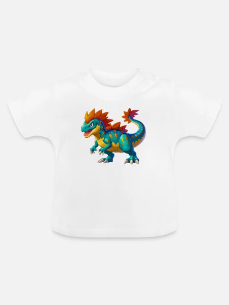 Dinosaurier - Baby Bio-T-Shirt mit Rundhals - Weiß