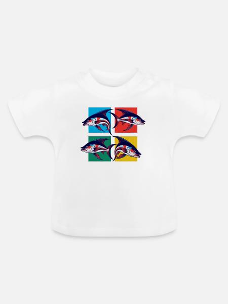 Fische - Baby Bio-T-Shirt mit Rundhals - Weiß