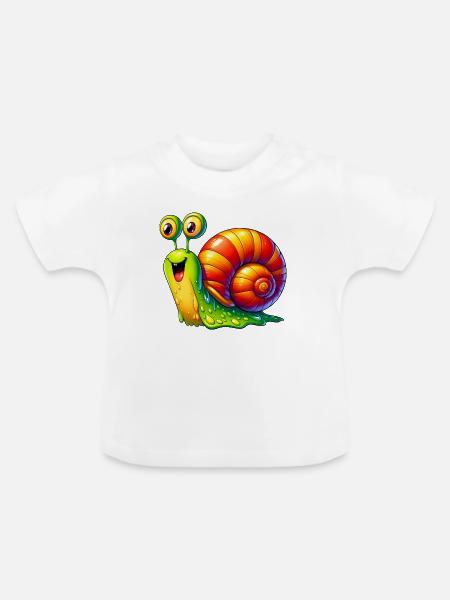 Schnecke - Baby Bio-T-Shirt mit Rundhals - Weiß
