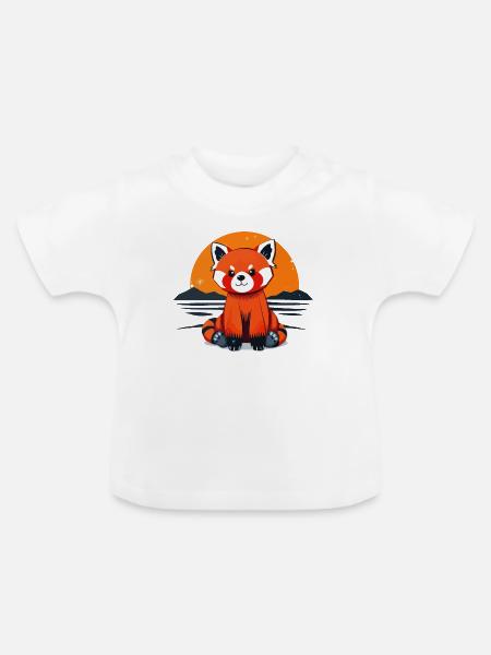 Charmanter Roter Panda - Baby Bio-T-Shirt mit Rundhals - Weiß
