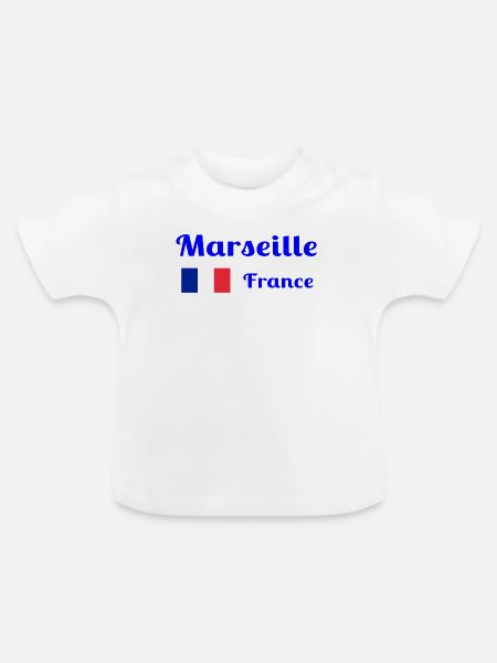 Marseille Frankreich - Stilvolle Drucke - Baby Bio-T-Shirt mit Rundhals - Weiß