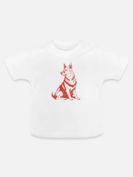 Treuer Begleiter – Detaillierte Hundegrafik - Baby Bio-T-Shirt mit Rundhals - Weiß