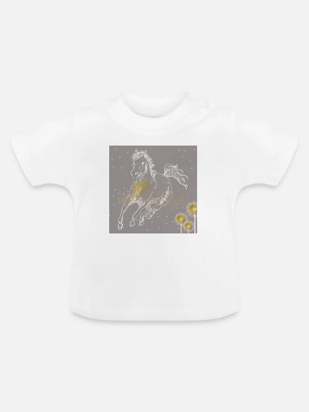 Pferd. - Baby Bio-T-Shirt mit Rundhals - Weiß