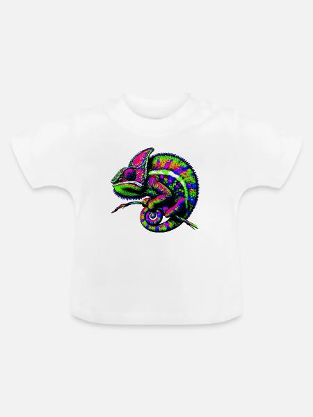 Chamäleon - Baby Bio-T-Shirt mit Rundhals - Weiß