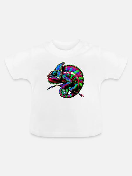 Chamäleon - Baby Bio-T-Shirt mit Rundhals - Weiß