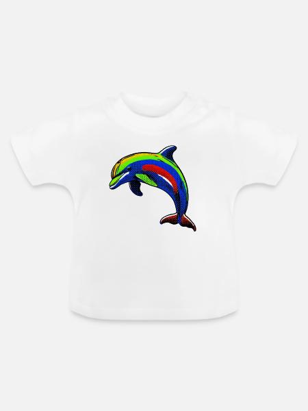 Delfin - Baby Bio-T-Shirt mit Rundhals - Weiß