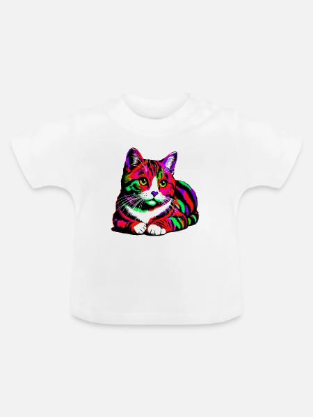 Katze - Baby Bio-T-Shirt mit Rundhals - Weiß