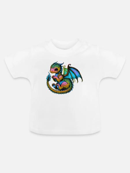 Drache - Baby Bio-T-Shirt mit Rundhals - Weiß