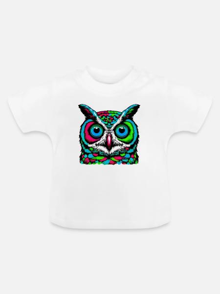 Eule - Baby Bio-T-Shirt mit Rundhals - Weiß