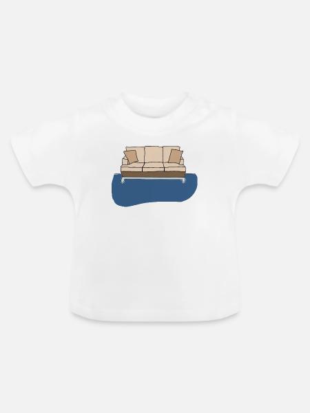 Sofa, bunte Grafik - Baby Bio-T-Shirt mit Rundhals - Weiß