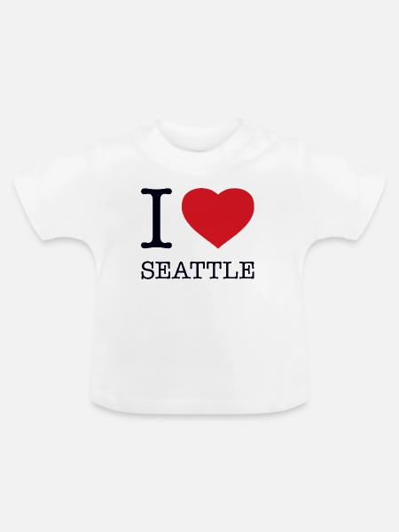 I LOVE SEATTLE - Baby Bio-T-Shirt mit Rundhals - Weiß