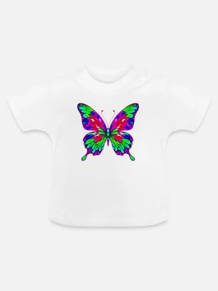 Schmetterling - Baby Bio-T-Shirt mit Rundhals - Weiß