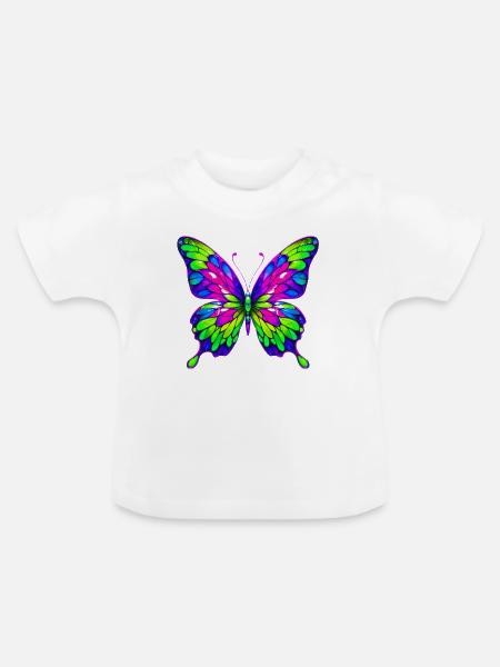 Schmetterling - Baby Bio-T-Shirt mit Rundhals - Weiß