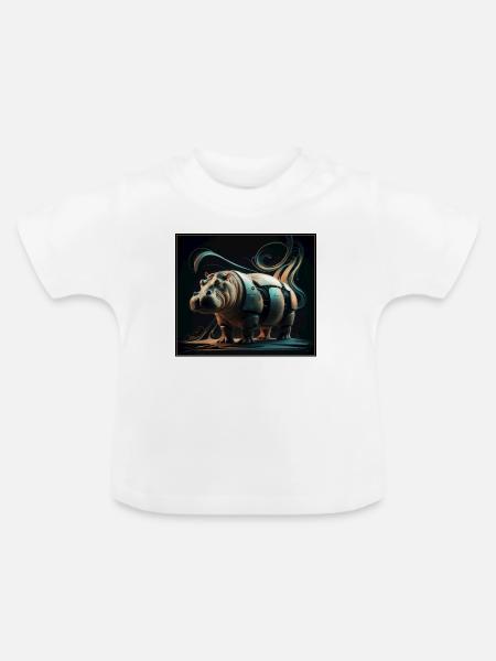 Mechanisches Flusspferd - Baby Bio-T-Shirt mit Rundhals - Weiß