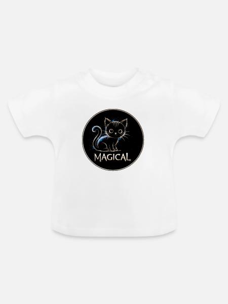 Magische Katze - Baby Bio-T-Shirt mit Rundhals - Weiß