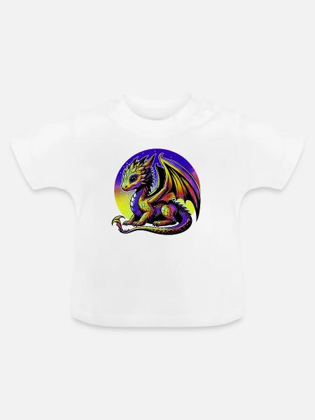 Drache - Baby Bio-T-Shirt mit Rundhals - Weiß
