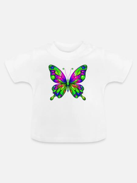 Schmetterling - Baby Bio-T-Shirt mit Rundhals - Weiß