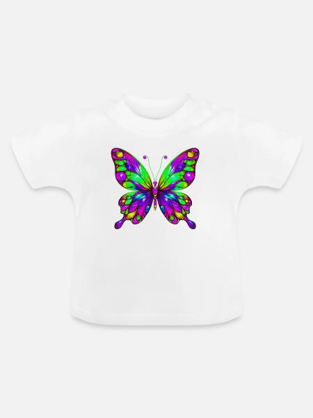 Schmetterling - Baby Bio-T-Shirt mit Rundhals - Weiß