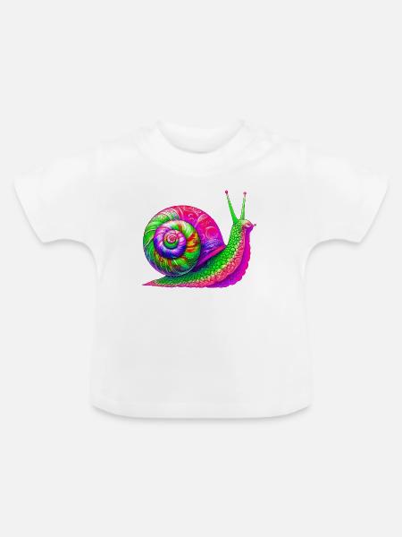 Schnecke - Baby Bio-T-Shirt mit Rundhals - Weiß