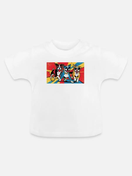 Funny Dogs "Playtime" - Baby Bio-T-Shirt mit Rundhals - Weiß
