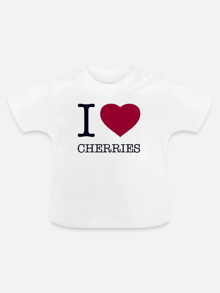 I LOVE CHERRIES - Baby Bio-T-Shirt mit Rundhals - Weiß