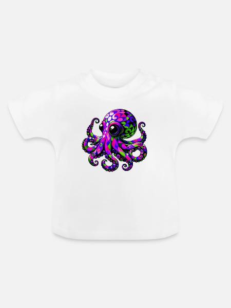 Krake - Baby Bio-T-Shirt mit Rundhals - Weiß