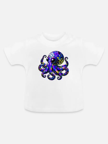 Krake - Baby Bio-T-Shirt mit Rundhals - Weiß