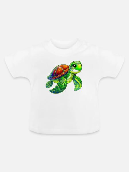 Schildkröte - Baby Bio-T-Shirt mit Rundhals - Weiß