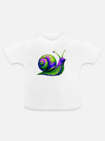 Schnecke - Baby Bio-T-Shirt mit Rundhals - Weiß