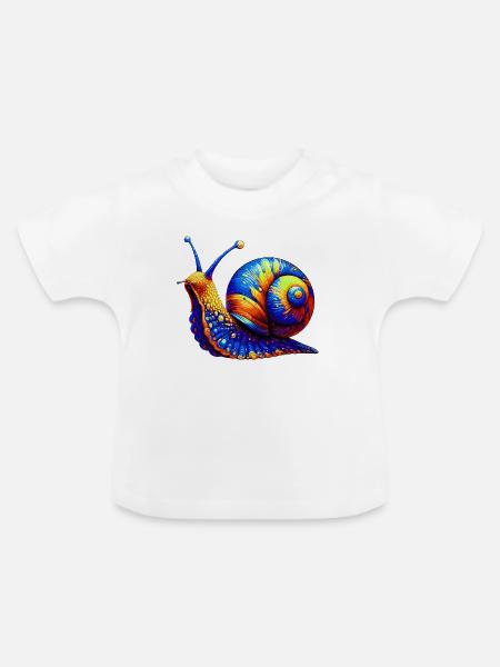 Schnecke - Baby Bio-T-Shirt mit Rundhals - Weiß