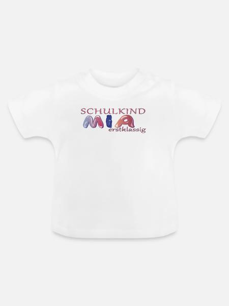 Schulkind Mia Schule - Baby Bio-T-Shirt mit Rundhals - Weiß