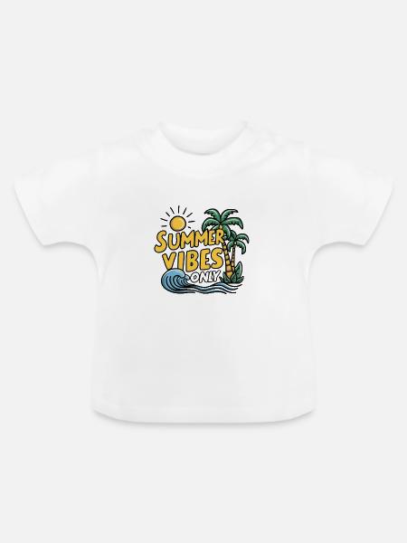 Nur Sommer-Vibes - Baby Bio-T-Shirt mit Rundhals - Weiß