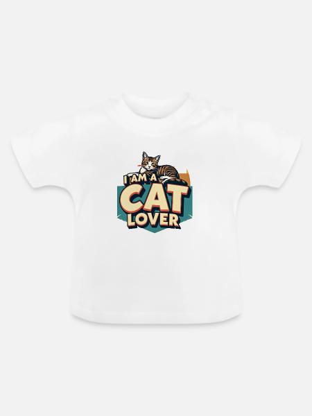 Ich bin ein Katzenliebhaber - Baby Bio-T-Shirt mit Rundhals - Weiß
