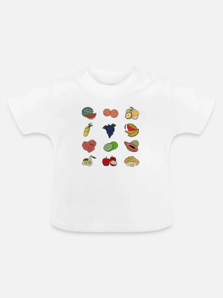 Leckere verschiedene Früchte - Baby Bio-T-Shirt mit Rundhals - Weiß