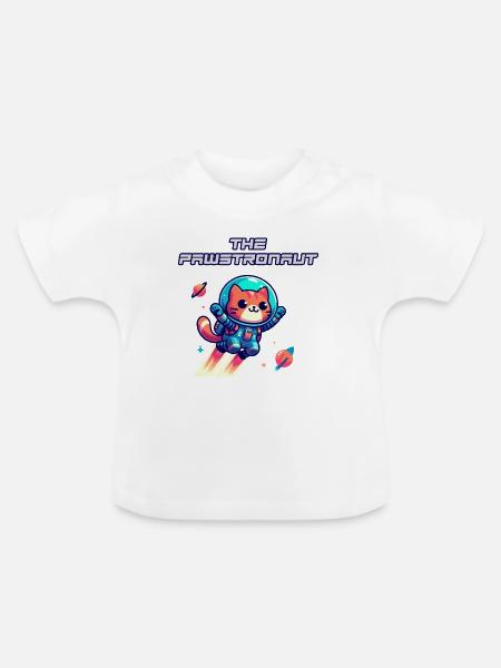 Astronautenkatze im All - Baby Bio-T-Shirt mit Rundhals - Weiß