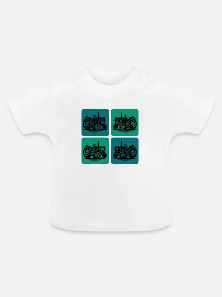 Traktor Design - Baby Bio-T-Shirt mit Rundhals - Weiß