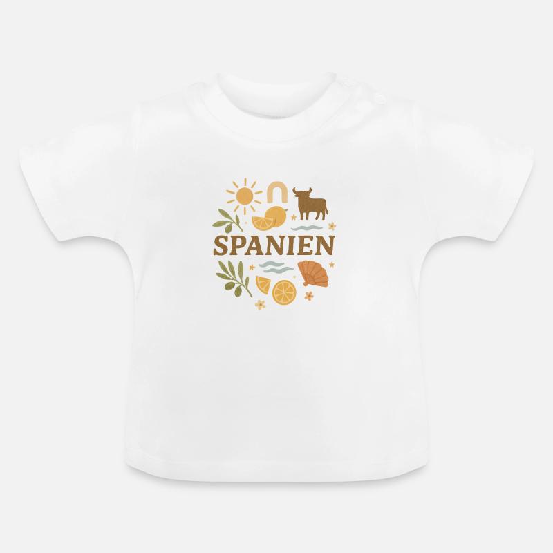 Spanien Boho – Kinderkleidung & Geschenkidee - Baby Bio-T-Shirt mit Rundhals - Weiß