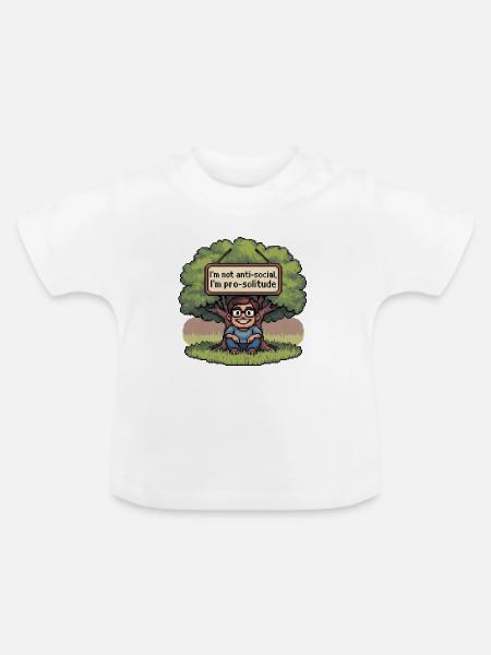 Pro Solitude Pixel Art Design - Baby Bio-T-Shirt mit Rundhals - Weiß