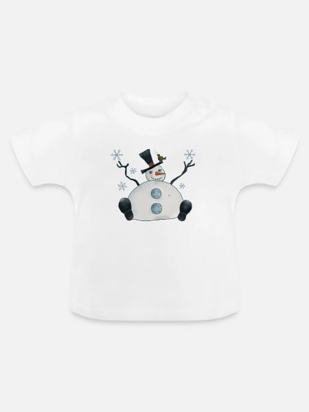 Dicker Schneemann - Baby Bio-T-Shirt mit Rundhals - Weiß