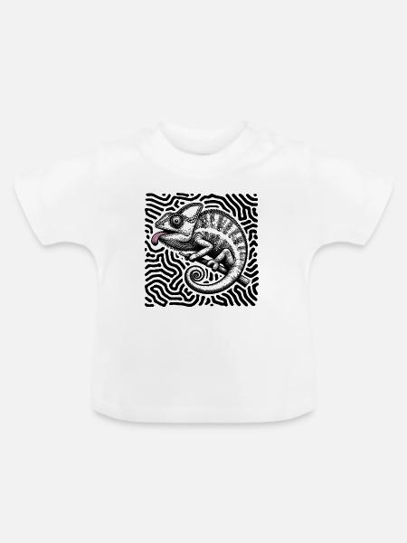 Chamäleon Psychedelisches Labyrinth Kunst - Baby Bio-T-Shirt mit Rundhals - Weiß