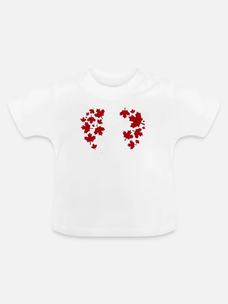Ahornblatt Herzmuster - Baby Bio-T-Shirt mit Rundhals - Weiß