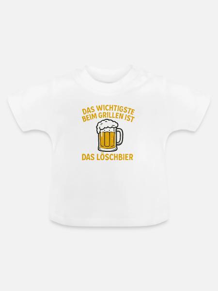 Das wichtigste beim grillen...witziges Motiv - Baby Bio-T-Shirt mit Rundhals - Weiß