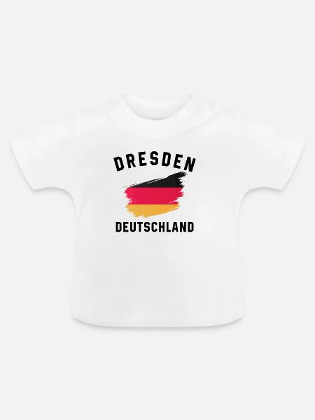 Deutsche Flagge mit Farbspritzern - Baby Bio-T-Shirt mit Rundhals - Weiß