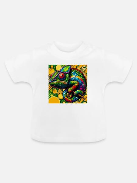 Chamäleon - Baby Bio-T-Shirt mit Rundhals - Weiß